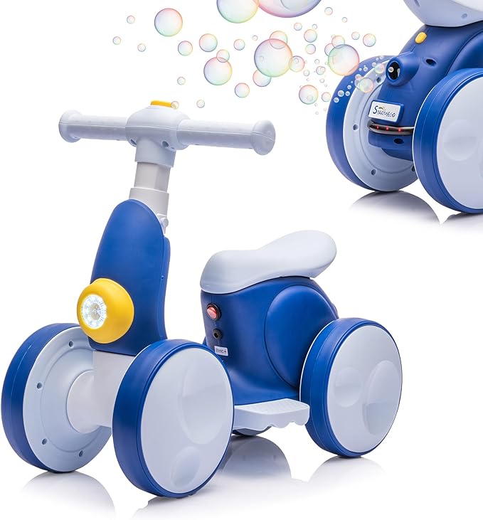 Electric Baby Balance Bike-Dual Mode Fun with Remote, Bubbles & Bluetooth