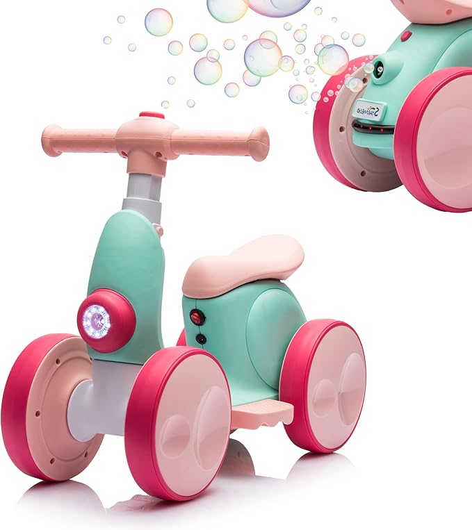 Electric Baby Balance Bike-Dual Mode Fun with Remote, Bubbles & Bluetooth