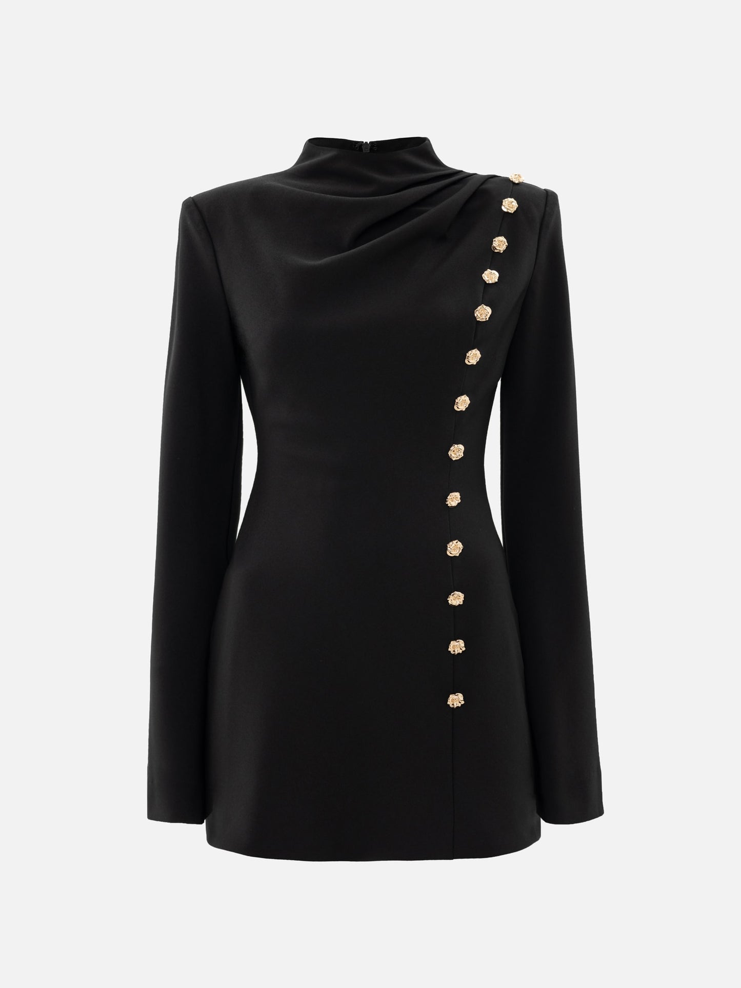 Mini dress with decorative flower buttons