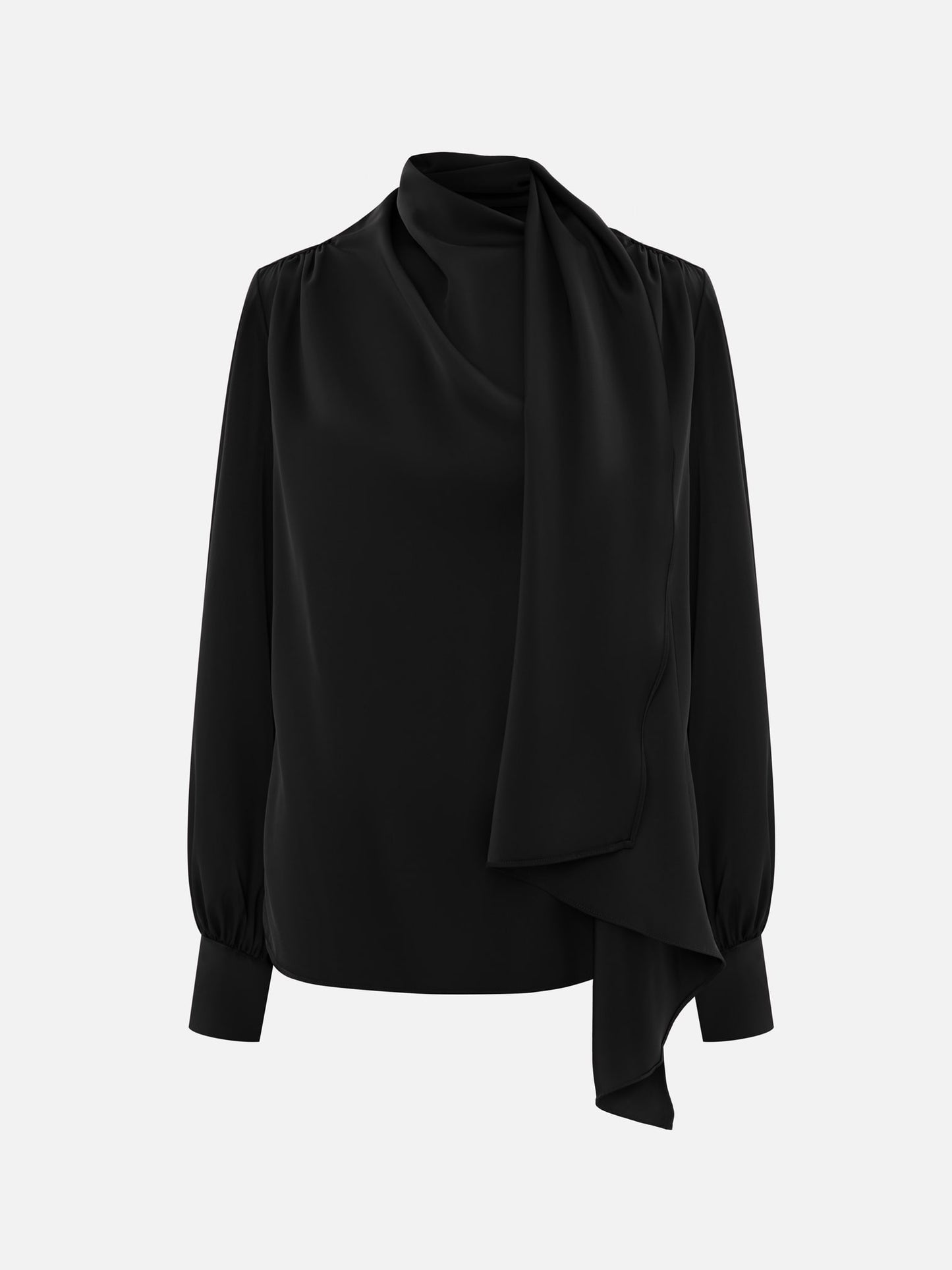 Blouse with decorative scarf in flowing fabric