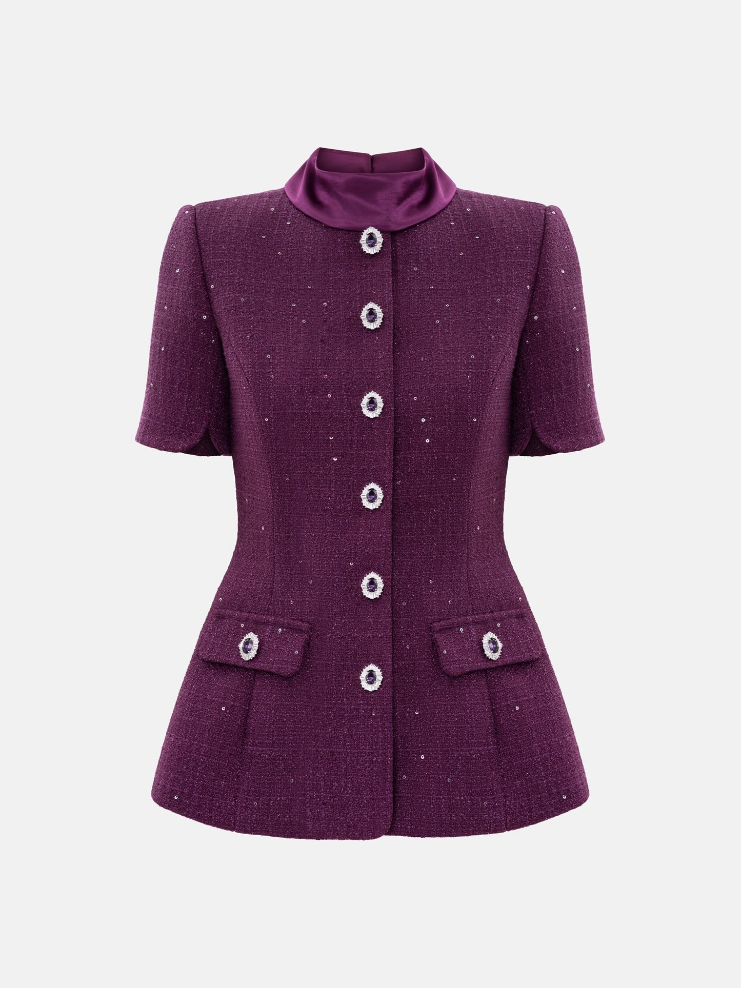 Fitted sequin tweed jacket