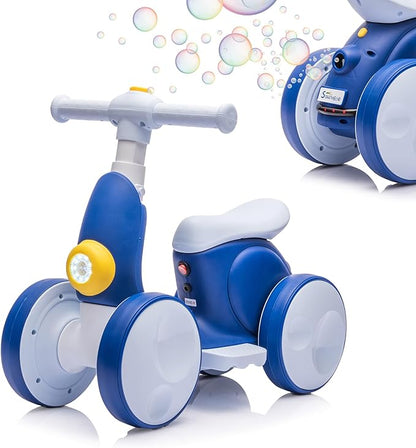 Electric Baby Balance Bike-Dual Mode Fun with Remote, Bubbles & Bluetooth