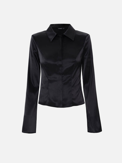 Fitted satin shirt