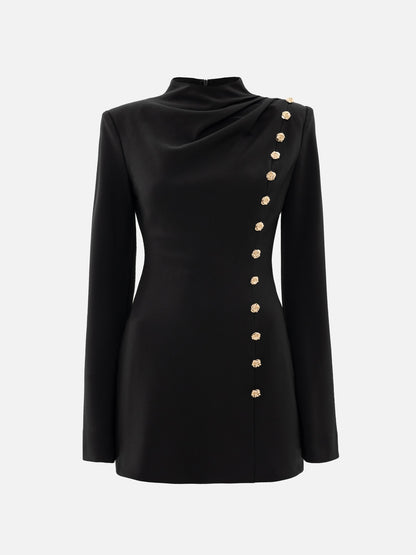 Mini dress with decorative flower buttons
