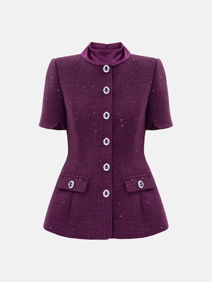 Fitted sequin tweed jacket