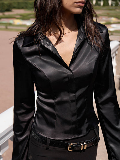 Fitted satin shirt